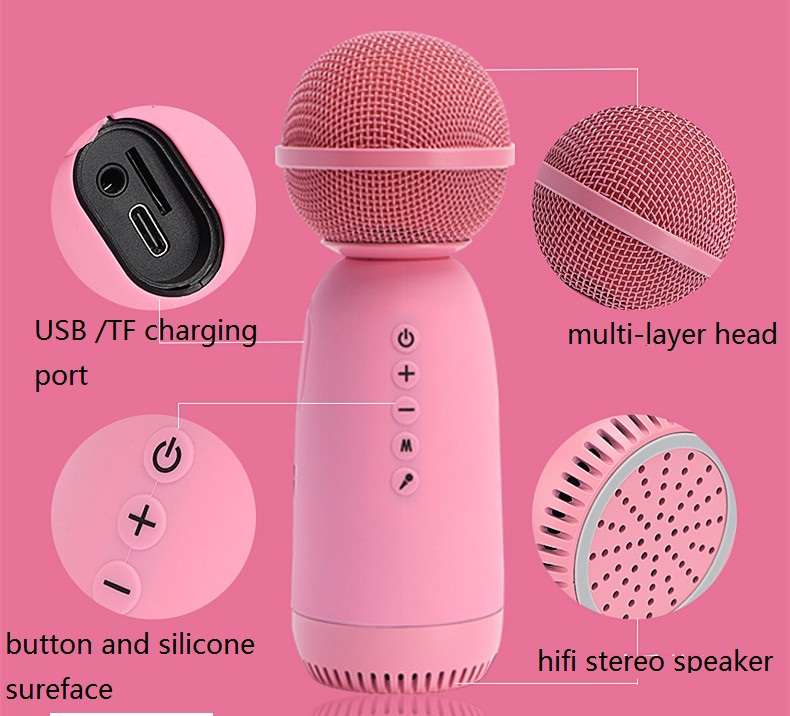 Gaodas MC001 kids wireless condenser karaoke microphone Handheld KTV Mic with Speaker for Children Mobile sing 