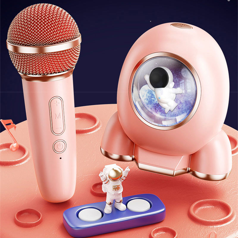 Gaodas MC009 Karaoke Machine Cartoon Spaceman Portable Rechargeable BT Karaoke Speaker Microphone with Voice Change for Kids