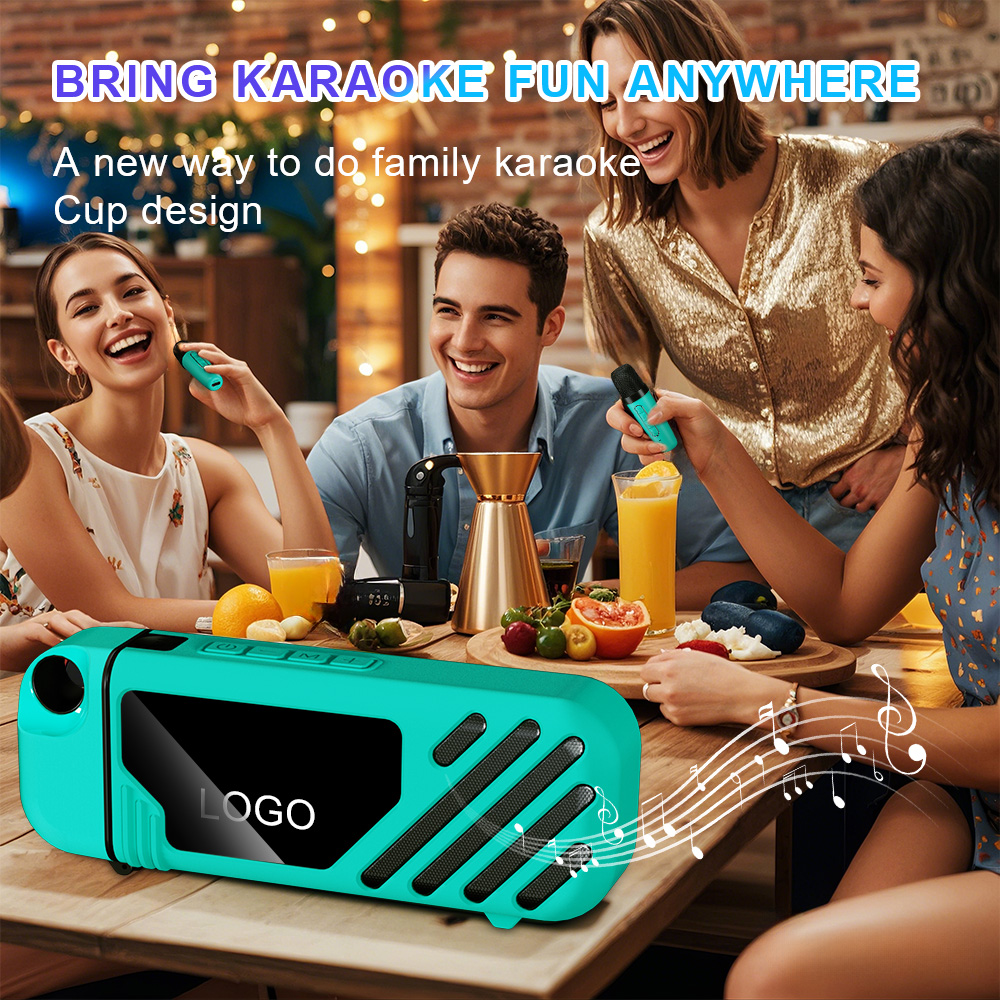 Gaodas Latest design K18 water cup karaoke machine BlueTooth Woofer Sound Wireless Mini Portable LED Screen Karaoke Speaker